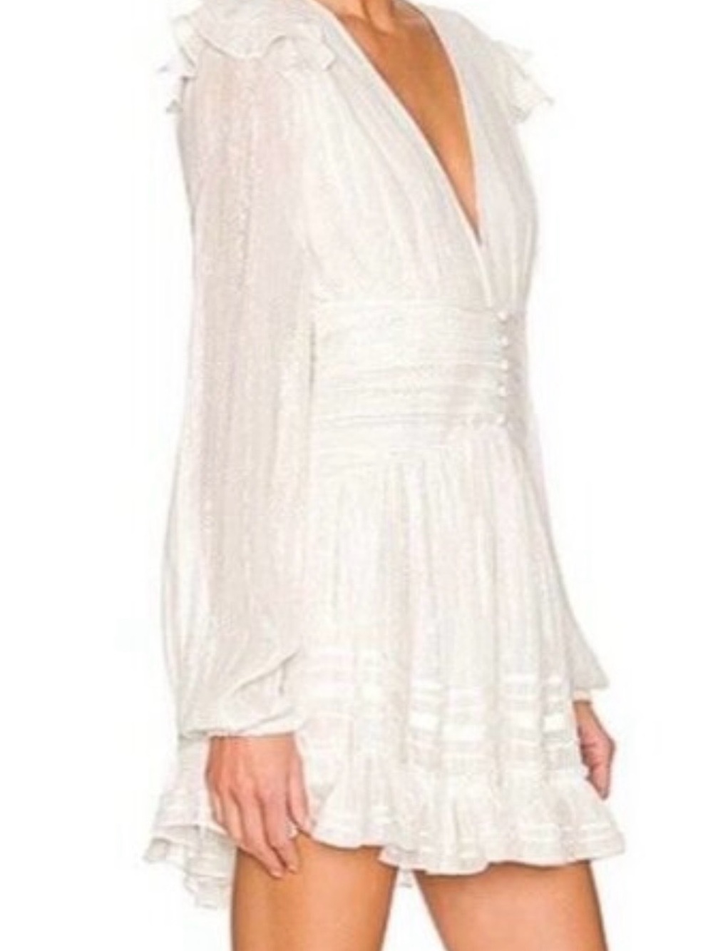 Rococo Sand True Mini dress in white w/ silver Long sleeve. Size Small - Picture 14 of 14